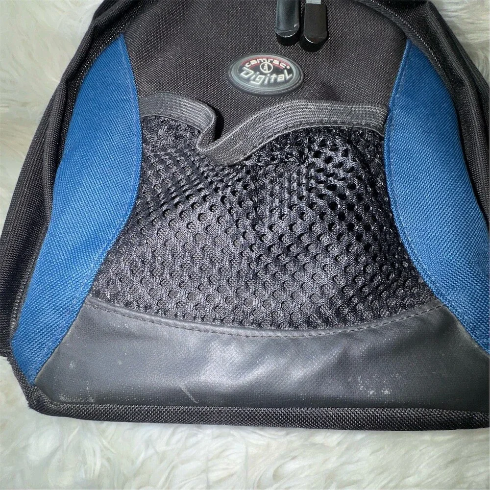 Tamrac Camera Backpack Bag Black/Blue Padded Straps Zippered Compartments Travel